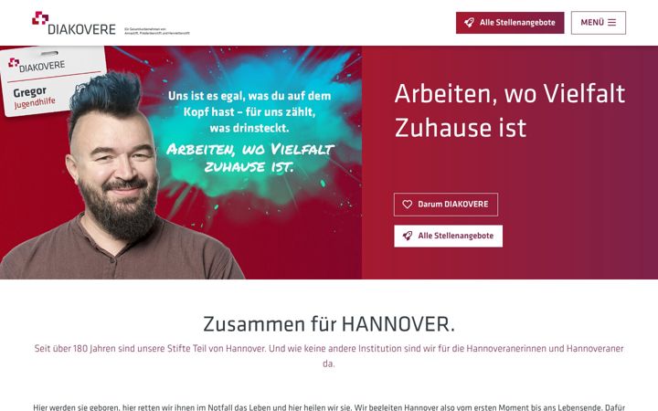 Screenshot of diakovere-karriere.de