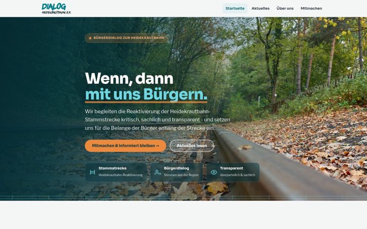Snímek obrazovky dialog-heidekrautbahn.de