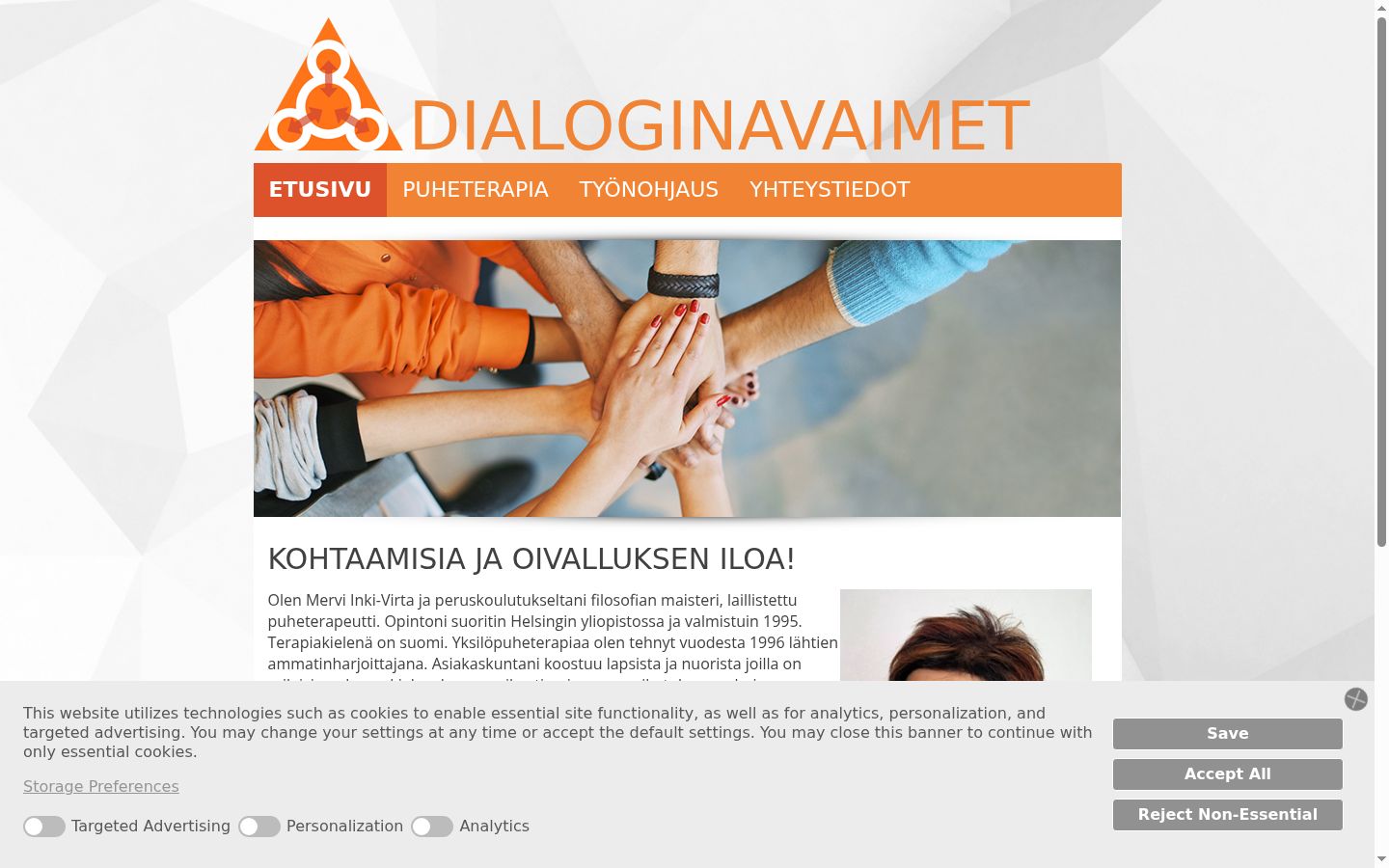 Screenshot del banner di consenso mostrato prima di qualsiasi interazione