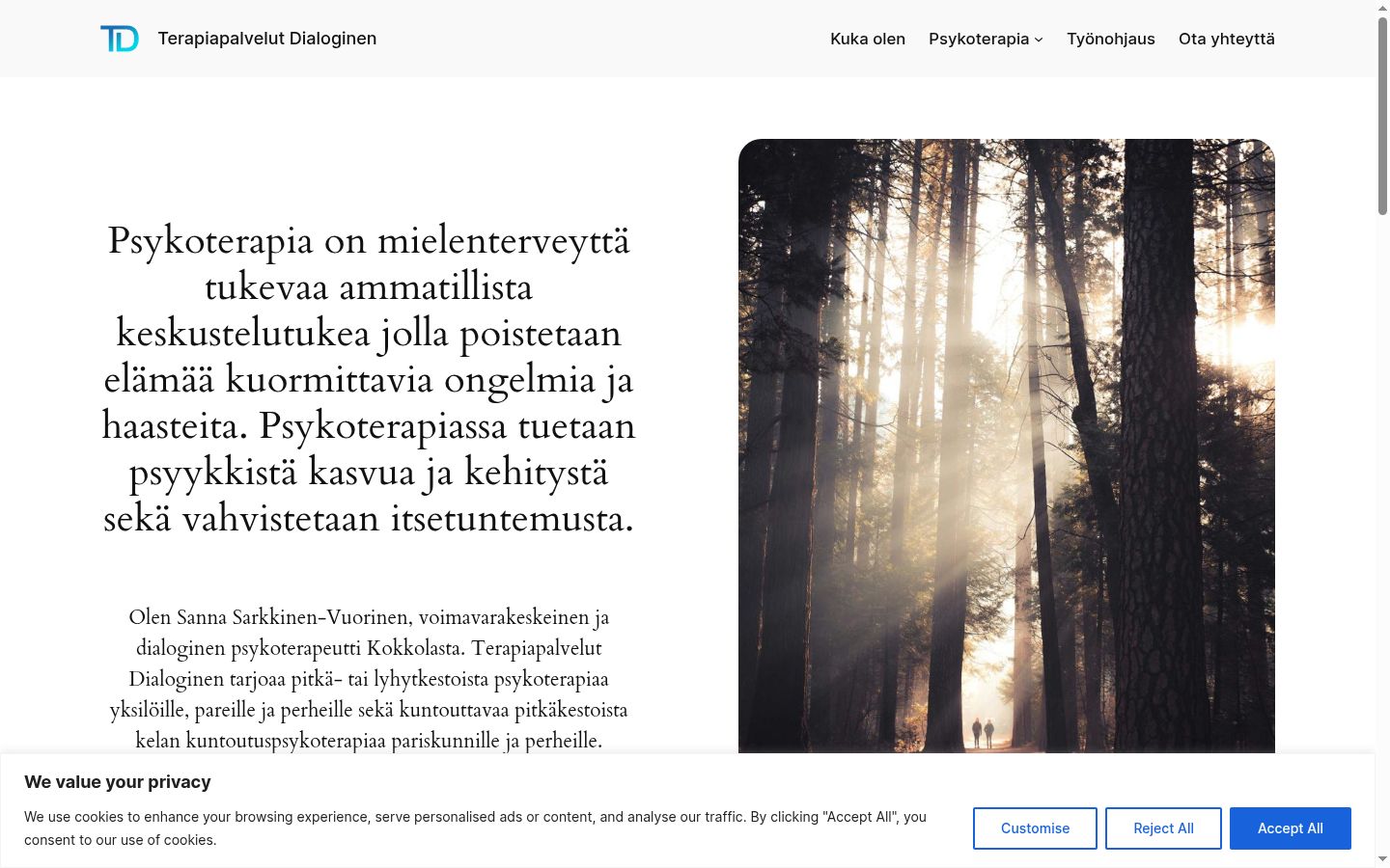 Skærmbillede af samtykkebanneret, som det blev vist før nogen interaktion