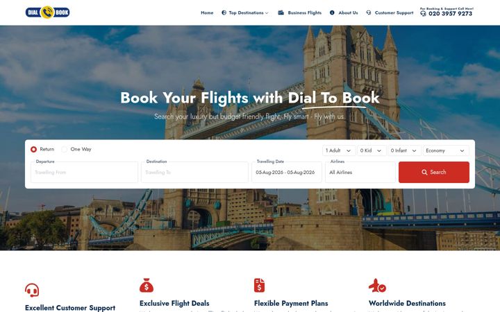 Screenshot of dialtobook.com