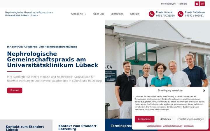 Screenshot of dialysezentrum-luebeck.de