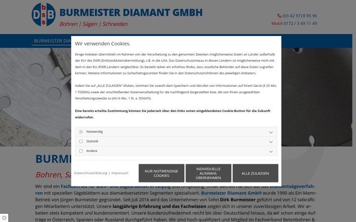 Screenshot di diamant-burmeister.de