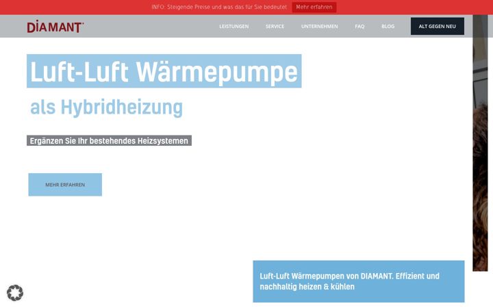 Screenshot di diamant-wintergartenheizung.de