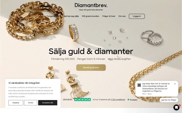 Screenshot di diamantbrev.se