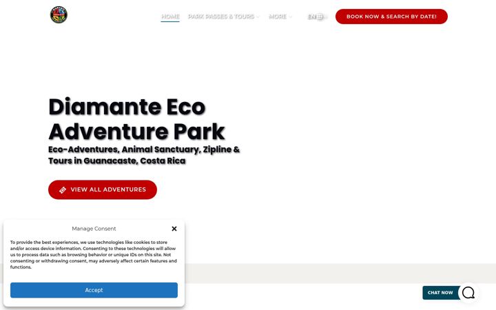 Screenshot of diamanteecoadventurepark.com