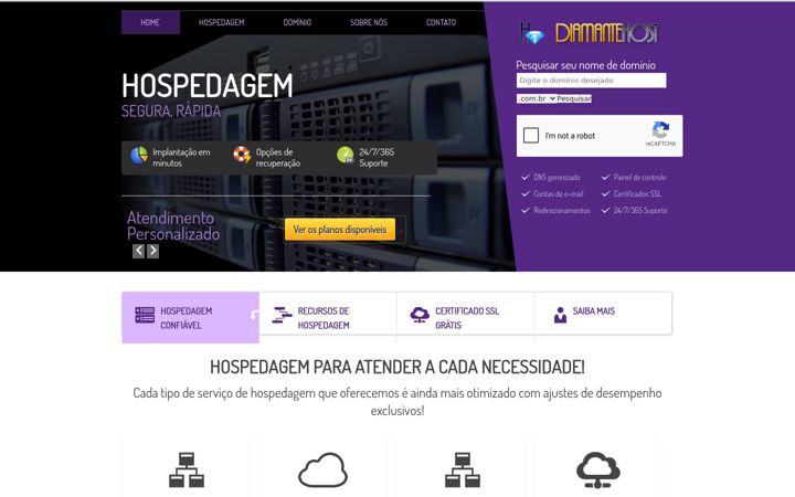 Ekraanipilt saidist diamantehost.com.br