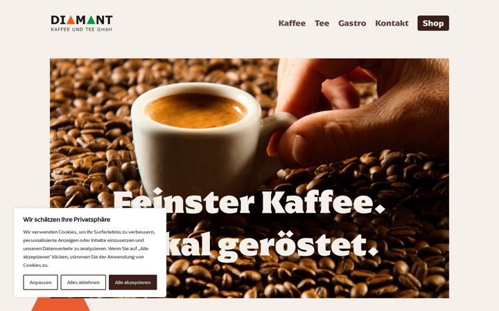 Screenshot of diamantkaffee.ch