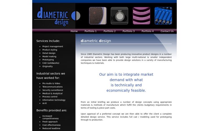 Screenshot of diametricdesign.co.uk