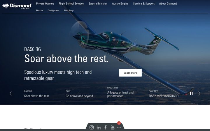 Screenshot of diamondaircraft.com