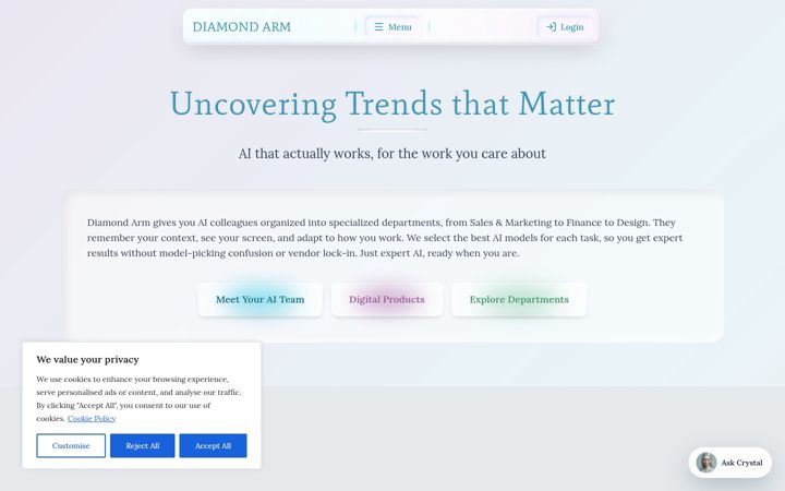 Screenshot of diamondarm.com