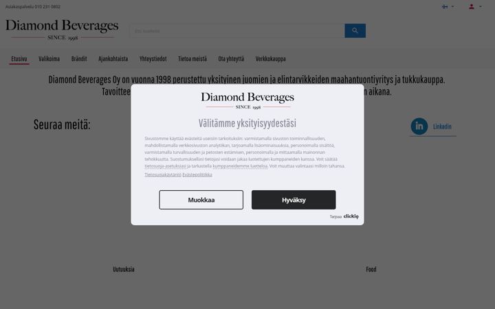 Screenshot di diamondbeverages.fi