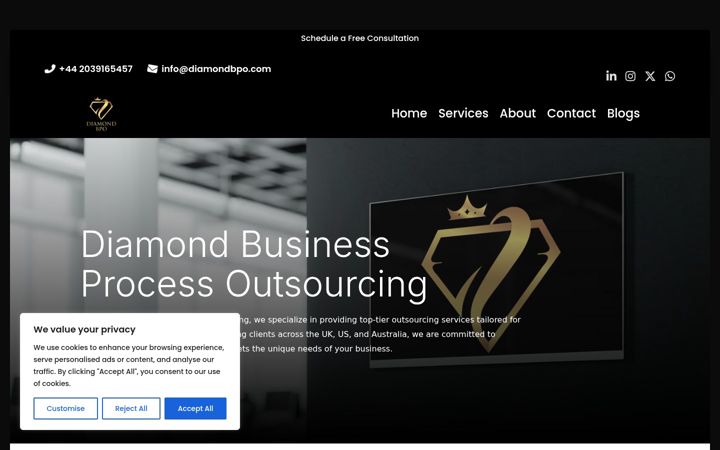 Screenshot of diamondbpo.com