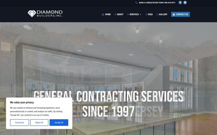 Screenshot of diamondbuildersnj.com