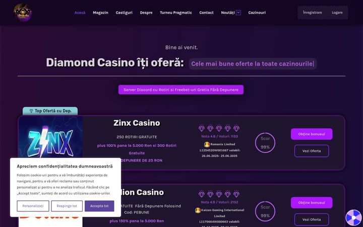 Skärmbild av diamondcasino.ro