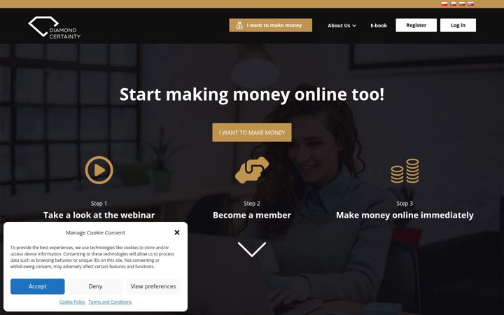 Screenshot of diamondcertainty.com