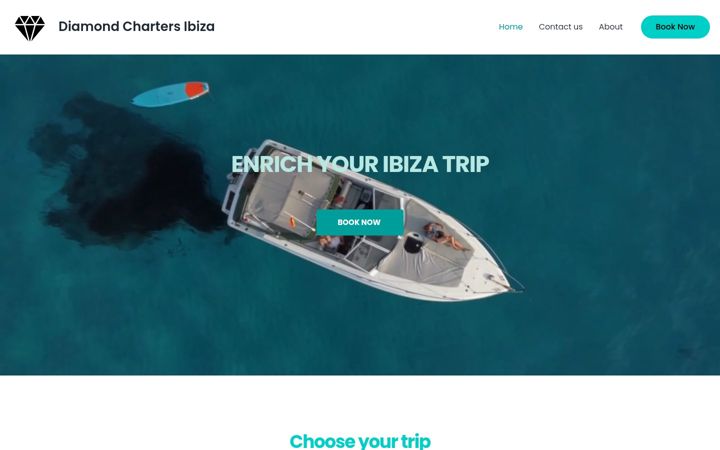 Screenshot of diamondchartersibiza.com