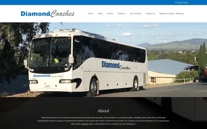 Captura de ecrã de diamondcoaches.com.au