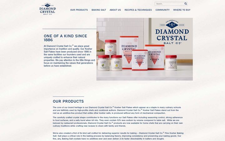Screenshot of diamondcrystal.com