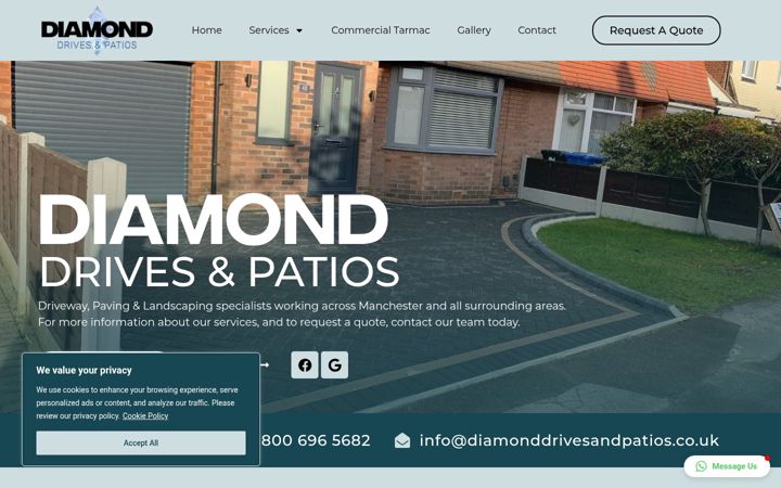 Screenshot of diamonddrivesandpatios.co.uk