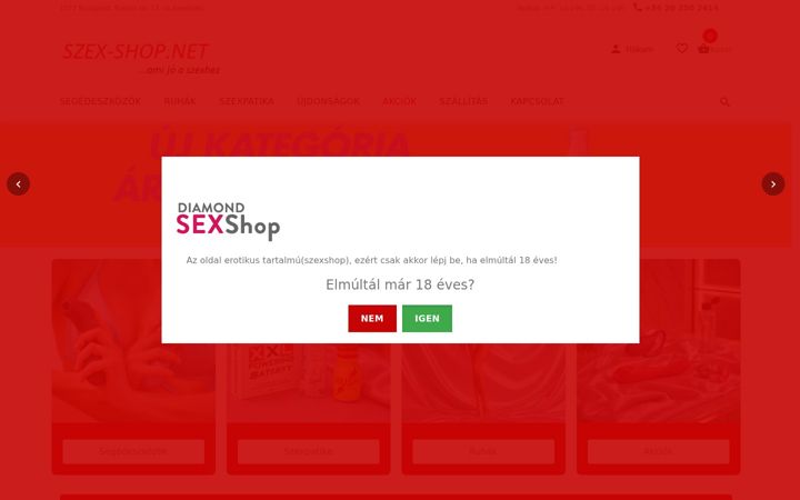 Screenshot of diamonderotikashop.hu