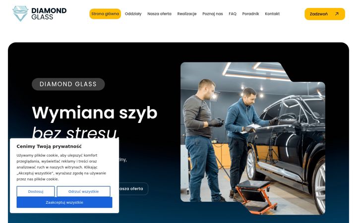 Snímek obrazovky diamondglass.com.pl