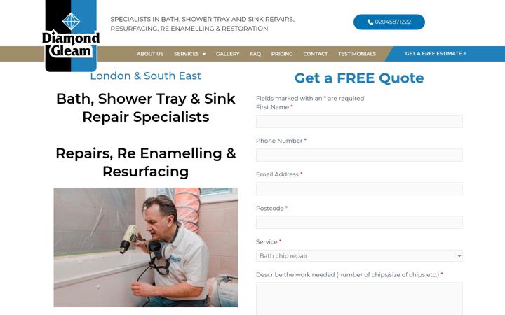Screenshot of diamondgleam.co.uk