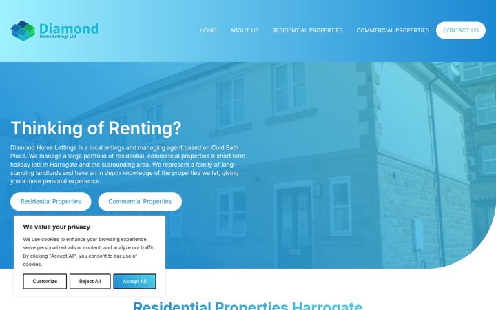 Screenshot of diamondhomelettings.co.uk