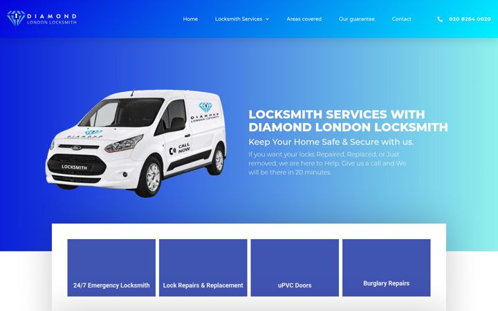 Screenshot of diamondlondonlocksmith.co.uk