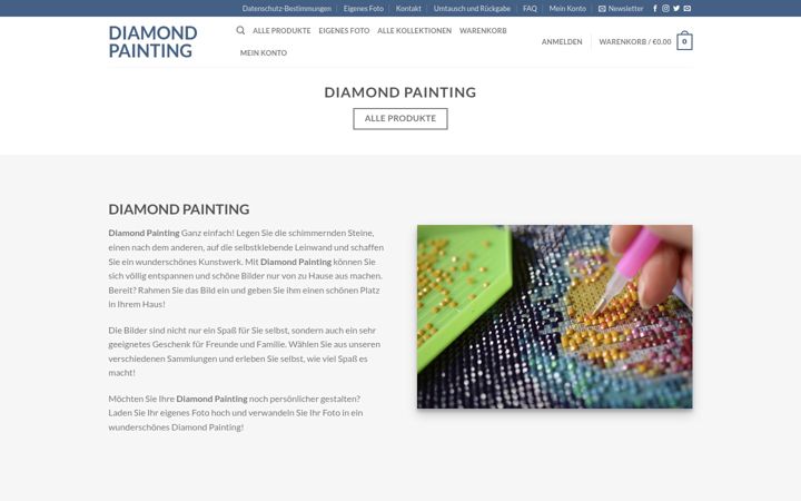 Skærmbillede af diamondpaintingfoto.de