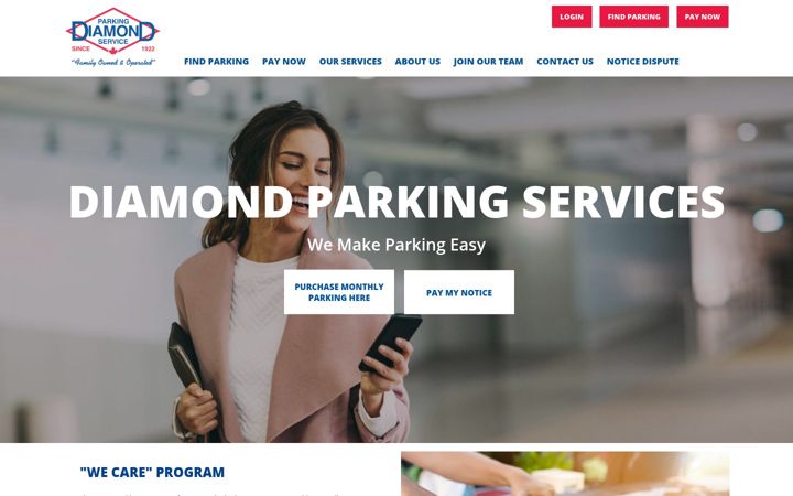Skärmbild av diamondparking.ca