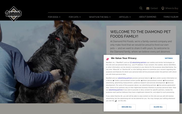 Screenshot of diamondpet.com