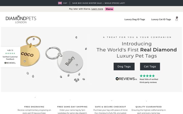 Screenshot of diamondpets.co.uk