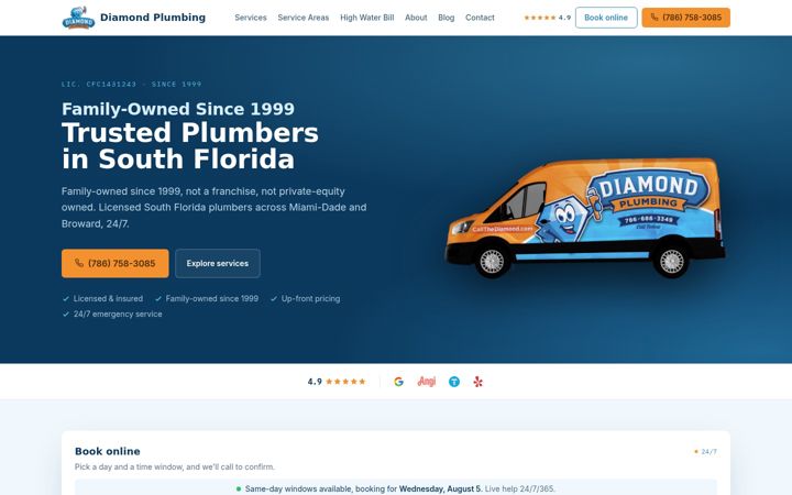 Screenshot of diamondplumbingmiami.com