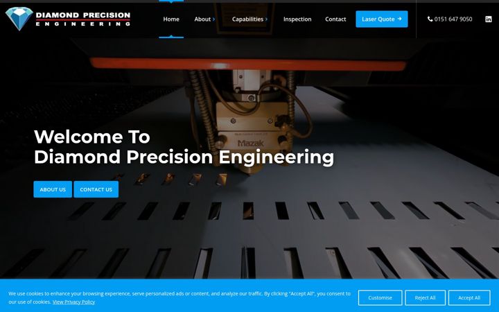 Screenshot ta' diamondprecisionengineering.co.uk