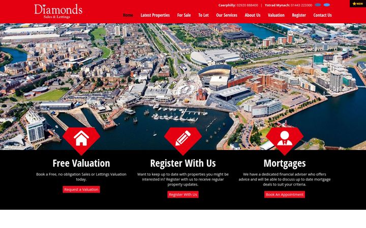 Screenshot of diamonds-salesandlettings.co.uk