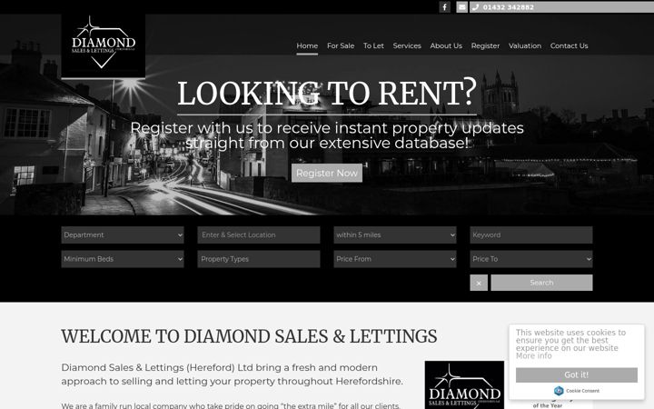 Ekraanipilt saidist diamondsalesandlettingshereford.uk