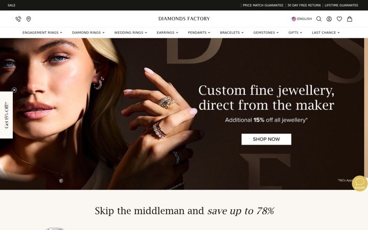 Screenshot of diamondsfactory.com