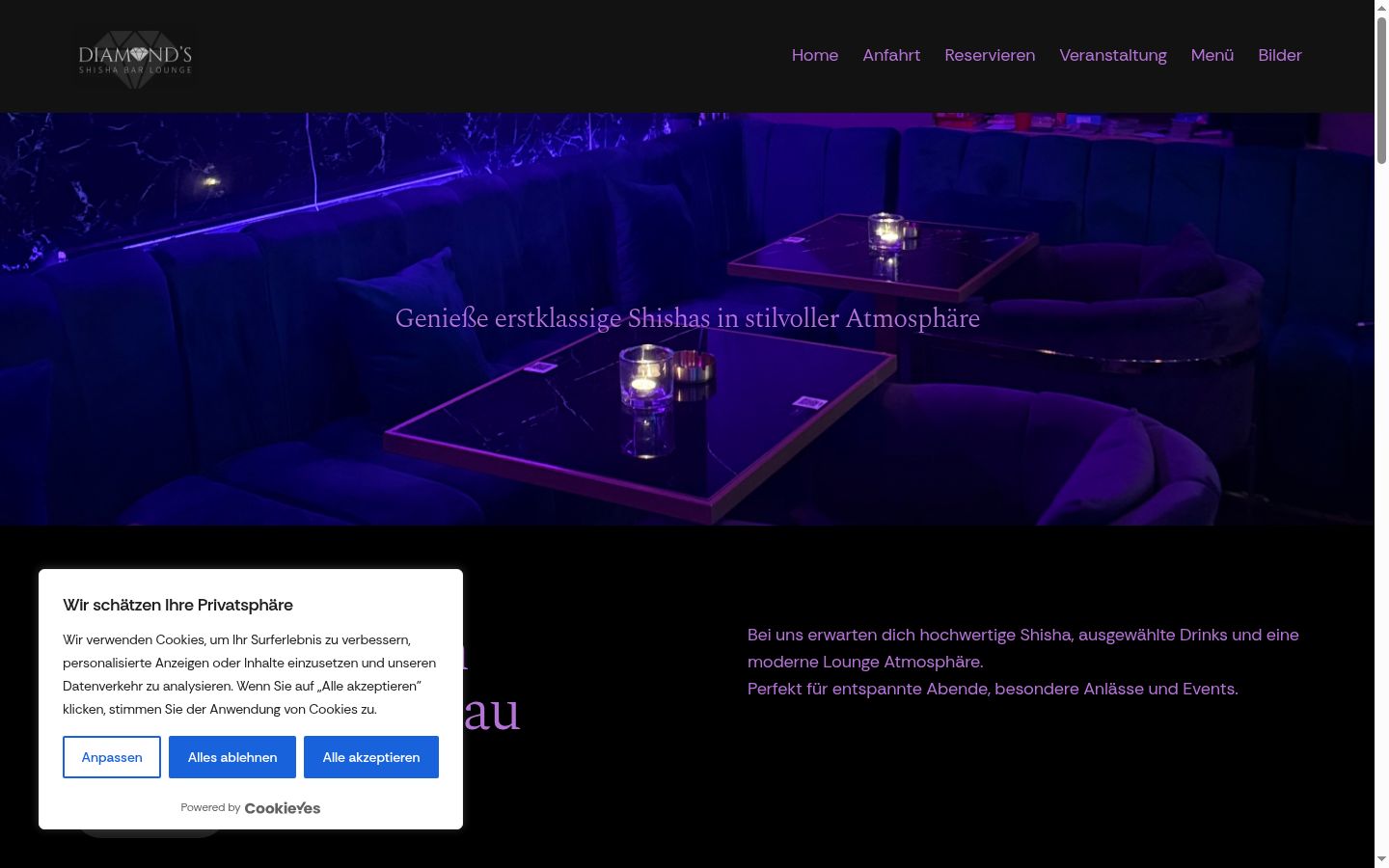 Screenshot des Einwilligungsbanners vor jeglicher Interaktion