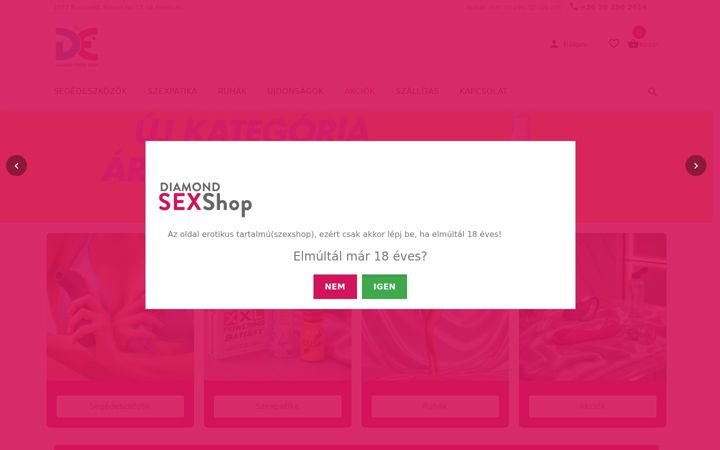 Screenshot of diamondszexshop.hu