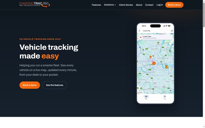 Screenshot of diamondtrac360.co.uk