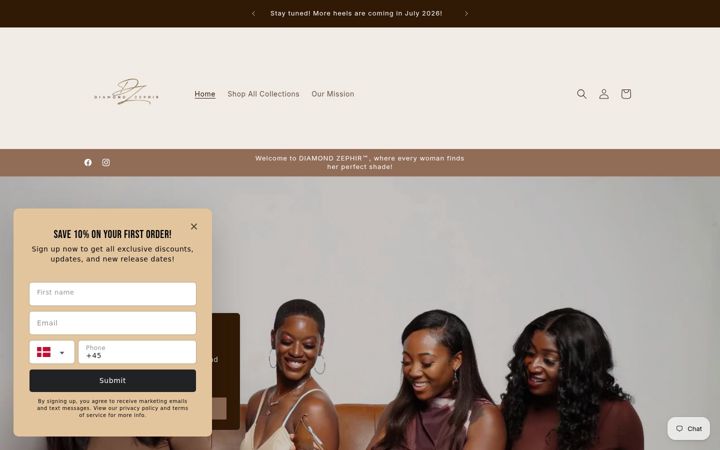 Screenshot of diamondzephir.com