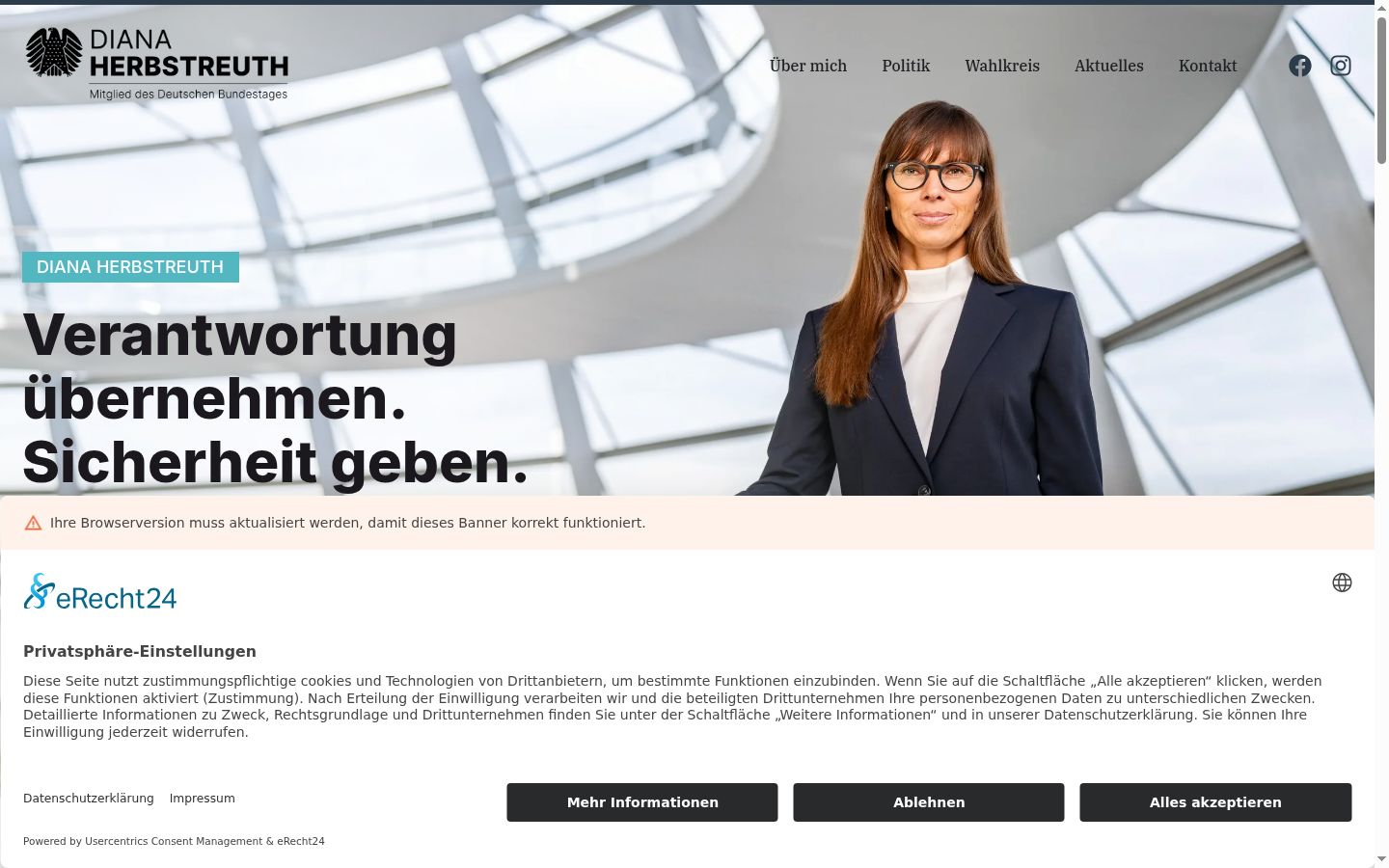 Screenshot of the consent banner shown before any interaction