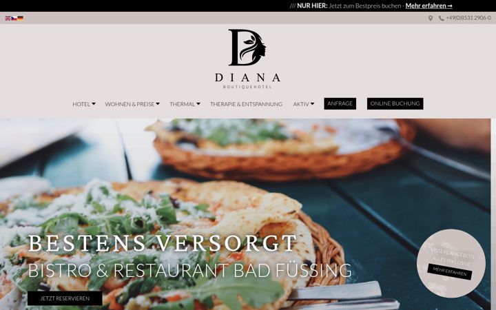 Ekrānuzņēmums no diana-hotel.de