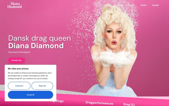 Screenshot of dianadiamond.dk