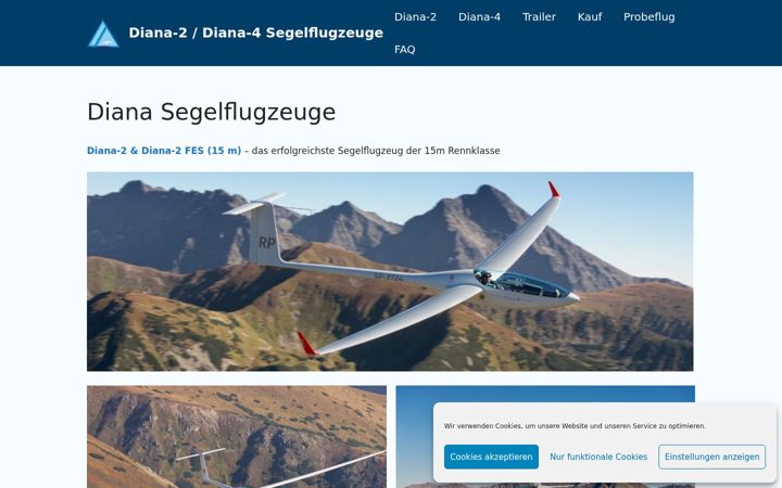 Screenshot of dianagliders.de