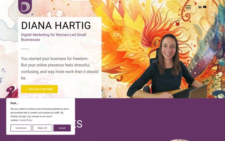 Screenshot of dianahartig.com