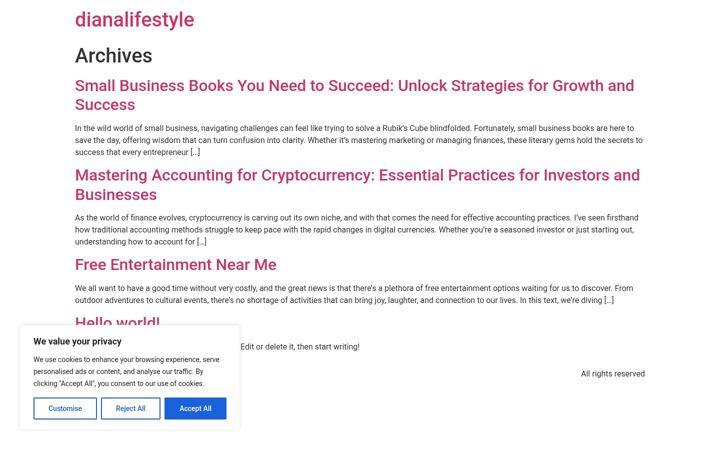 Screenshot of dianalifestyle.com