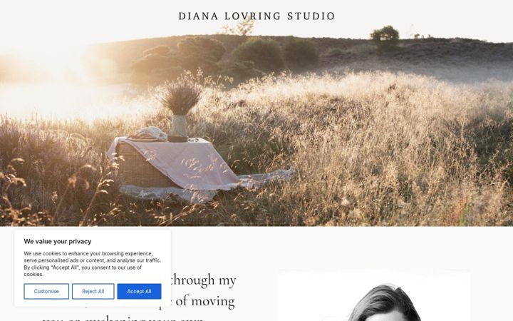 Screenshot of dianalovring.dk