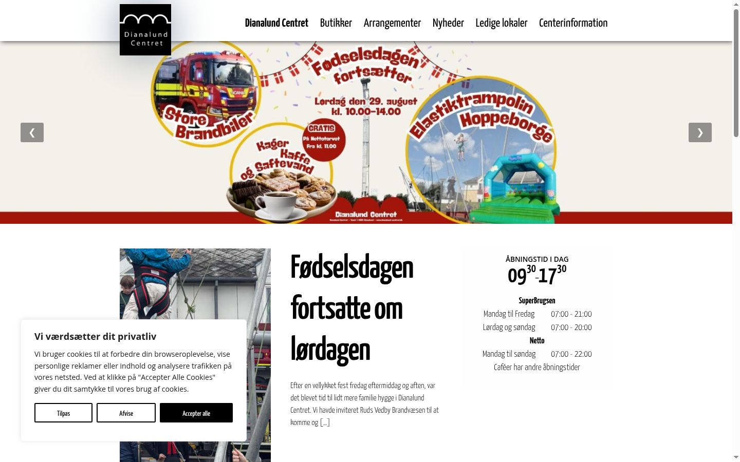 Skærmbillede af samtykkebanneret, som det blev vist før nogen interaktion